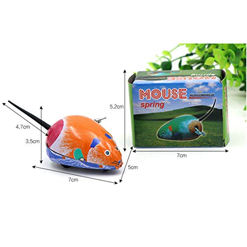Halloluck 4 Pcs Funny Clockwork Spring Wind Up Metal Jumping Frog, Rabbit, Mouse, Cock Toy, Retro Vintage Wind-Up Metal Tin Toy, Party Favor Tog Gift For Kids Children #TOP6