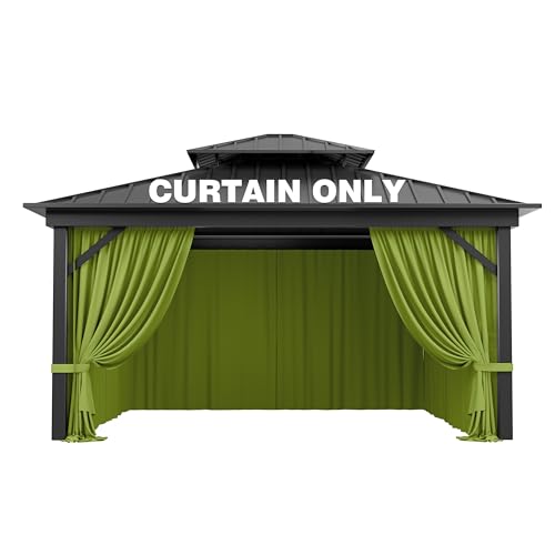 Pakunoda Outdoor Gazebo Curtain Replacement Universal 4-Panel Sidewalls 10' X