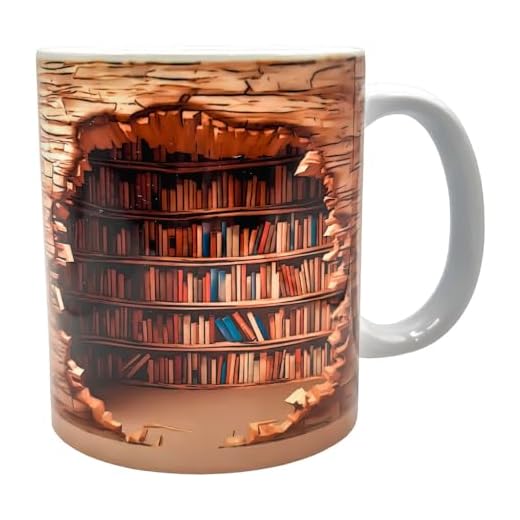 Taza de cerámica, Estantería 3D, Taza de Café para Amantes de los Libros, Taza de Café con Diseño Espacial Creativo, Adecuado para el Escritorio, Regalo de Cumpleaños