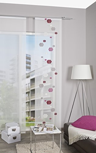 BB-Toy-Trades Schiebevorhang Vorhang Gardine Fensterschal Flächenvorhang Schiebegardine mit Sechseck Motiv in rot und Beere Farbe Weiss 1 Stück BxH: 60 x 245 cm