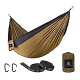 KAAWA Camping Hängematte Outdoor aus Nylon Fallschirmseide für 2 Personen - 300 x 170cm Mobile Ultra-Leicht Atmungsaktiv Hammock - Belastbar bis 200kg inklusive Aufhängung