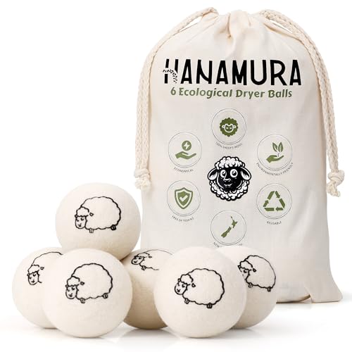 Bolas de lana para secadora Hanamura – Set de 6 pelotas...