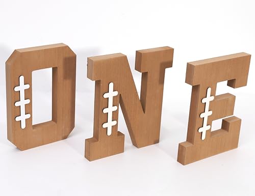 Football 1st Sign Wooden Centerpiece - Football Wood ONE Sign,Set of 3 Football 7.87 Inch ONE Signs,Baby Football Party, 1st Birthday Photo Props, Super Bowl party decorations,1st Year Down Football