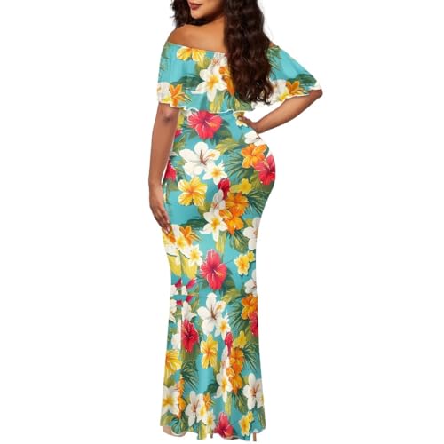 Image of Polynesian for Women S-7XL Off Shoulder Maxi Dress Hawaiian Summer Dresses