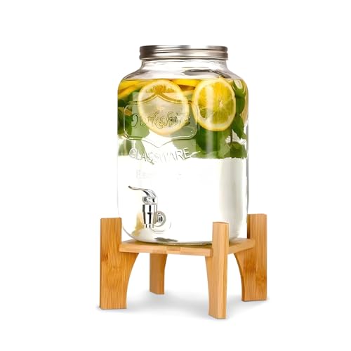 Avilia - Distributeur de Boissons en Verre de 8 litres avec Robinet en Acier Inoxydable pour Eau et Boissons, Grande capacité pour la Maison et Les...