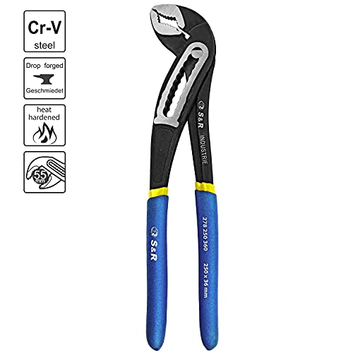 S&R Water Pump Pliers, 250mm Pipe Wrench – CR-V Steel, 55mm Opening Width, Double-Coated Secure Handles 7 S&R Water Pump Pliers, 250mm Pipe Wrench – CR-V Steel, 55mm Opening Width, Double-Coated Secure Handles - Image 7