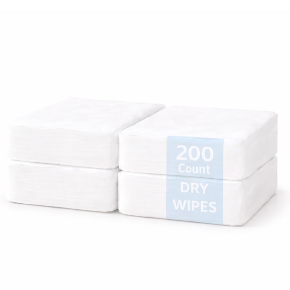 200Pcs Disposable Face Towel, Soft Dry Wipe, Lint Free, Dry Wet Use for Sensitive Skin, Cotton Facial Tissue, Makeup Removing, Surface Cleaning 8 * 8 Inches-image-40