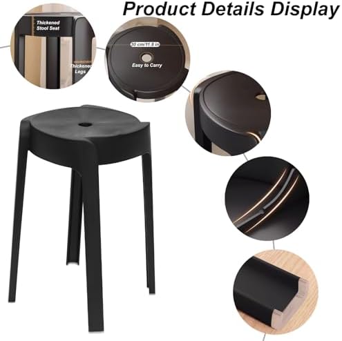 Swirl Design Stackable Plastic Stools Set – Durable One-Piece Construction for Home, Classroom, Shower – Gray Color, Space-Saving & Stylish Seating Solution