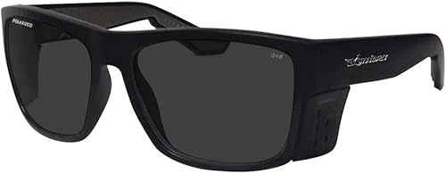BOMBER Gafas de seguridad para hombres y mujeres, lentes ahumadas polarizadas, marco negro mate con forro de espuma antideslizante, protectores