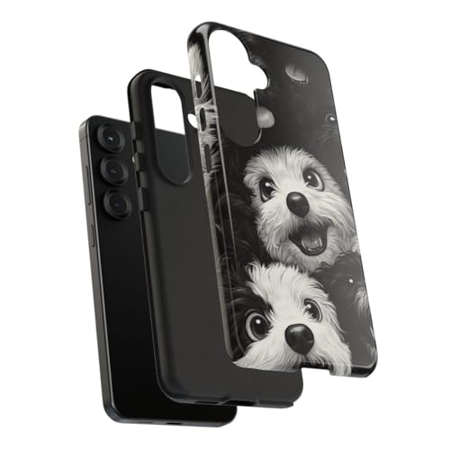 Coque Samsung S25 rigide brillante chien noir et blanc - 4