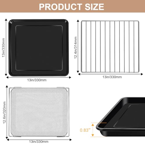 Image of 3 IN 1 Smart Double Oven Accessories for Ninja DCT401 DCT451 12 in 1, 13''x12.6'' Steel Toaster Oven Replacement Parts Accessories Dehydrator Grill Rack for Ninja DCT601 DCT651 DCT402BK Smart Oven