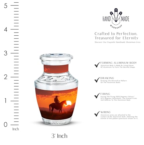 Image of Cowboy Urn - Small Urns for Human Ashes - Urns for Human Ashes Adult Female - Urn for Adult Male - Cremation Urns for Burial (3 inch Pack of 2)