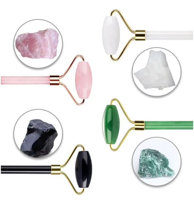 5 rodillos de jade de cuarzo masajeador, herramienta de masaje de jade