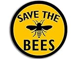 JR Studio 4x4 inch Round Save The Bees Sticker (Anti Monsanto Beekeeper Yellow Black Love) Vinyl...