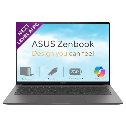 Image of ASUS Zenbook S14 (2026),Smartchoice,Intel Core Ultra 9 (Series 3),Intel iGPU,32GB RAM,1TB SSD,3K OLED,Touchscreen,14 inch(35.5 cm),Win 11,M365 Basic(1Y),Office 24, Gray,1.2 Kg,UX5406AA-SU188WS,Copilot+ PC