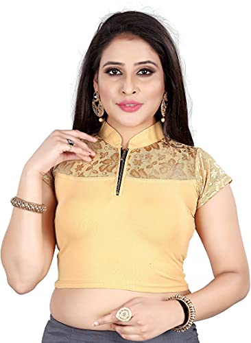Image of Women's Cotton Short Sleeve Classic Blouse (SC-111-BEIGE- Beige 40)