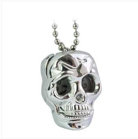 DDOQ Reloj de Bolsillo con Calavera, 2,2 cm de Diámetro, Color Plateado