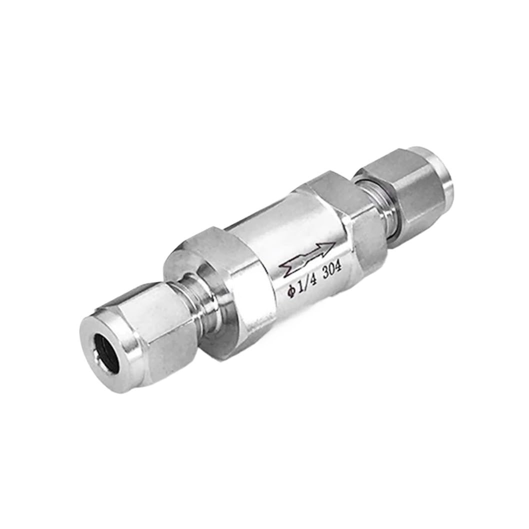 Válvula de retención de compresión unidireccional, antirretorno, en línea, de acero inoxidable 304, compatible con tubos de 3/6/8/10/12-20 mm (1/8", 1/4", 3/8" y 1/2") de diámetro exterior.(14mm)