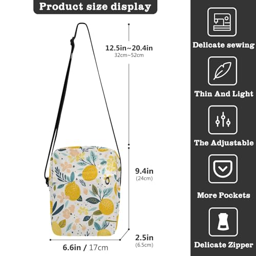 Crossbody Bag Lemon Summer Messenger Bag for Women Men Purse Shoulder Bag Satchel Bag with Adjustable Strap 214A94093