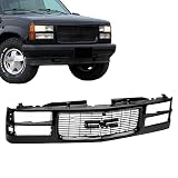Titanium Plus Autoparts Front Grille Gloss Black Grill Compatible WIth GMC 1994-1999 C1500 K1500 1994-1996 C/K1500 C/K2500 Suburban GM1200357