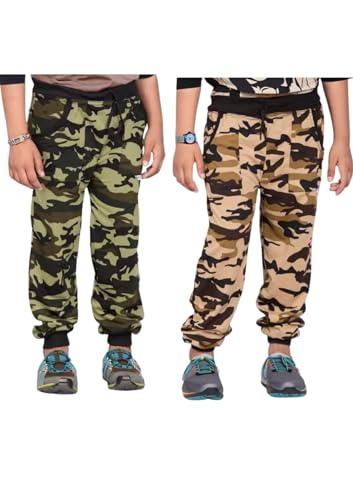 Image of Kids Boys and Girls Cotton 2 Side Pocket Army Print Regular Fit Ankle Length Track Pant Lower.