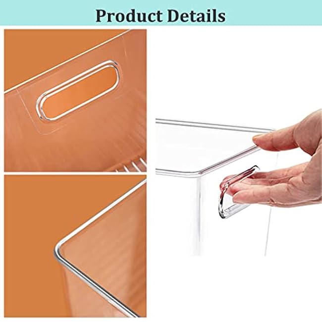 Fridge Organiser Set, Transparent Storage Box Organiser, Stackable, Organiser Boxes for Fridge, Cupboard, Pantry, Snacks, Cans, Kitchen - BPA-Free, 29 x 20 x 15.5 cm