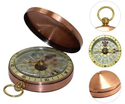 Brújula portátil Camping Senderismo brújula de Bolsillo navegación Bronce Concha Reloj de Bolsillo Cadena Colgante brújula multifunción