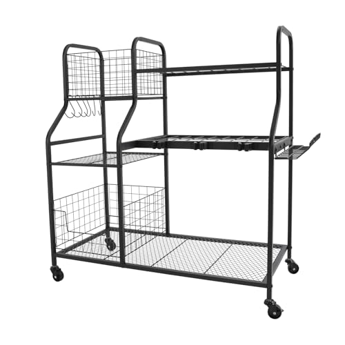 Organizer na narzędzia ogrodowe 91,95*41,91*94cm Garden Tool Organizer z 4* uniwersalnymi rolkami i podkładkami pod stopy, stojak na narzędzia ogrodowe do przechowywania narzędzi ogrodowych, urządzeń