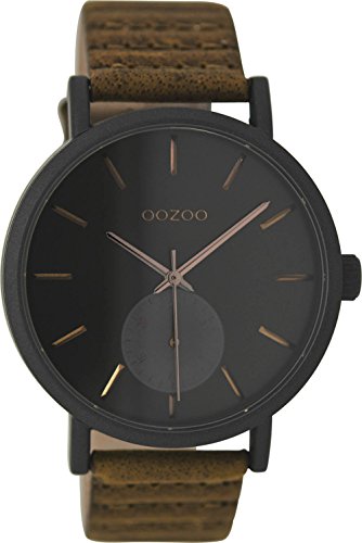 Preisvergleich Produktbild Oozoo Damenuhr mit Lederband 42 MM Schwarz / Dunkelbraun C9188