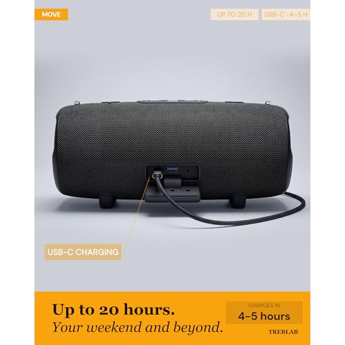 Image of TREBLAB HD-Max Loud Portable Wireless Bluetooth Speaker, 60W IPX7 20H | RGB Power bank Outdoor Speaker, TWS Stereo Pairing, Carry Strap & Deep Bass for Backyard Parties, USB-C Charging