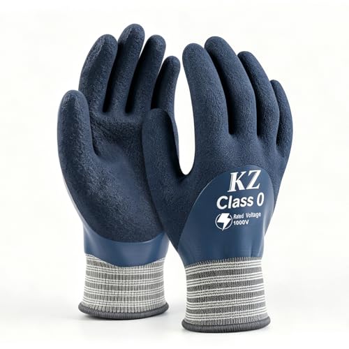 KREZOMIRA Insulated Electrician Gloves1000V ASTM D120 Certified Rubber Electrical Gloves Class 0 High Voltage Resistant Work Gloves Flame Retardant Non-Slip Shock Protection Safety Gloves Large