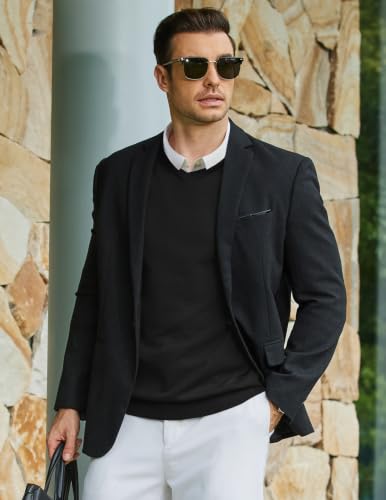 Image of COOFANDY Mens Casual V Neck Sweater Knit Slim Fit Long Sleeve Pullover Top