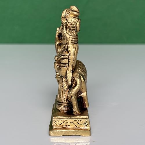 Image of Brass Made Shri Radha Krishna Idol with Darling Cow /Decorative Radha Krishna Idol (4 INCH)