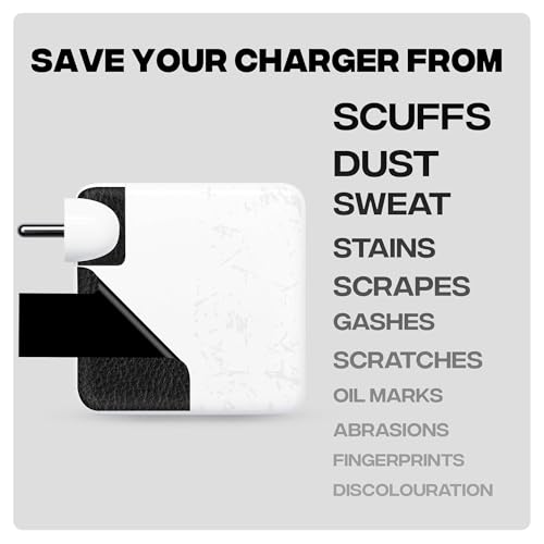 Image of Capes India Protective Adapter Skin Cover Compatible with MacBook Adapter 96W| Not a Case | Vinyl Skin Sticker (Black Leather)