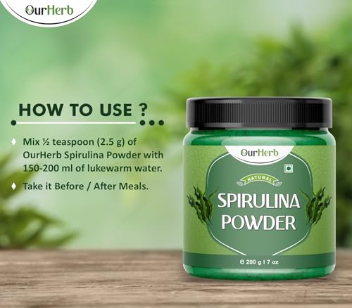Image of Spirulina Powder (200g | 7 oz) | For Men & Women | Natural Superfood | Support Digestion & Skin health | Rich in Protein, Vitamins & Minerals | Boost Energy & Immunity with Spoon.