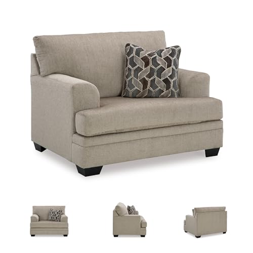 Image of Signature Design by Ashley Stonemeade Transitional Oversized Chair with Reversible Seat Cushion and Accent Pillow, Taupe