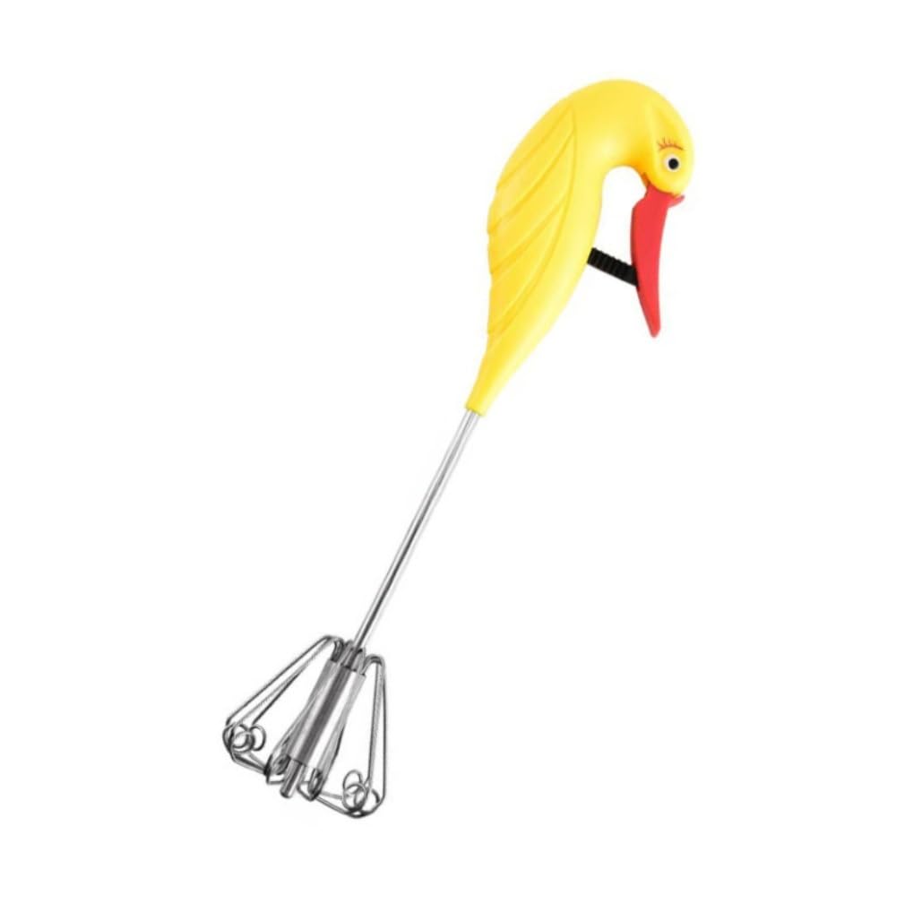 Batidor Huevos Batidor De Huevos Semiautomático Acero Inoxidable For Cocina, Mano, Rotación Manual Prensa Utensilios Cocina(Yellow)