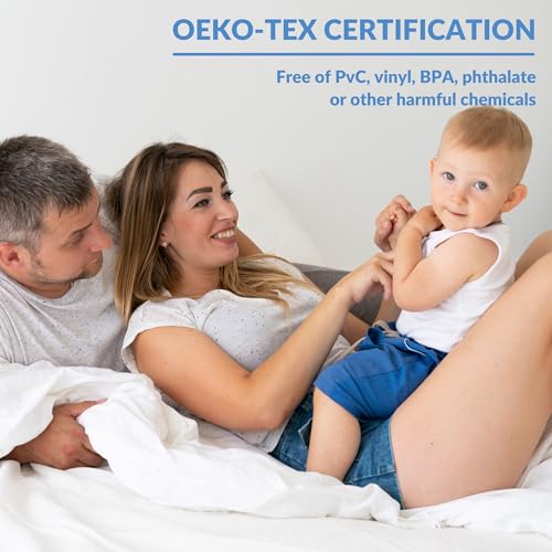 Image of Safe and Sound Waterproof Mattress Protector - Breathable Noiseless - Oeko-TEX Machine Washable - Fits 8-18 inch Deep Pockets Mattress Cover Cooling - Diamond Twin