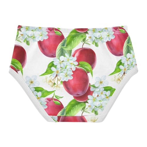 Florals Toddler Underwear Floral 2t Cotton Panties Little Girl Red Plums Fruits White Floral Undies Kids Briefs2