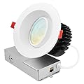 LUXRITE 4 Inch Gimbal Adjustable LED Recessed Light with J-Box, CRI90, 18W, 5 Color Selectable 2700K-5000K, 1500 Lumens, Dimmable, Directional LED Downlight, IC Rated, Damp Rated, ETL Listed