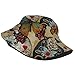 Sugar Skulls Butterfly Print Fashion Unisex Bucket Hat Wide Brim Sun Protection Foldable Double Sided Printed Sun Hat Black