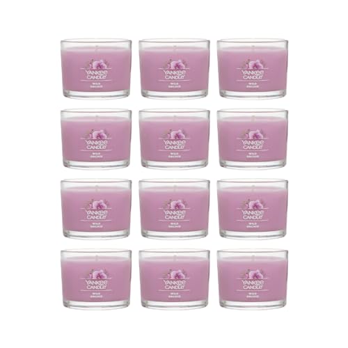 Image of Yankee Candle Mini Jar Candles, Wild Orchid Scented, Pink Soy Wax Blend for Long Lasting Home Fragrance and Decorative Table Accents, 1.3 Ounce (Pack of 12)