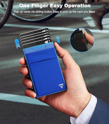 Image of TOYFID Slim Wallet for Men - Pop Up Card Holder Wallet,Minimalist Business Wallet,Credit Card Wallet with Money Pocket,Metal Card Case Wallet,RFID Blocking,Can Hold 6 Credit Cards