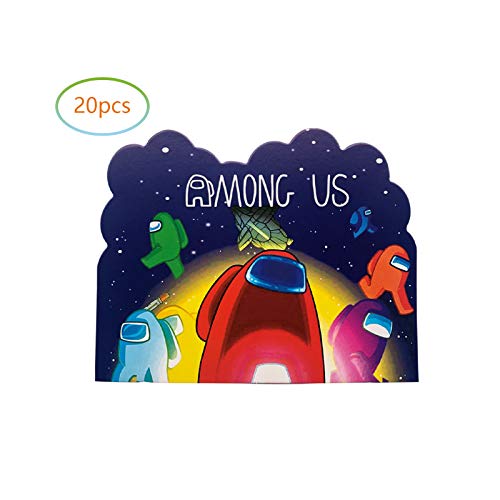 image for Hqyybf 20 Pcs Video Game Birthday Party Invitations for Among Us Birth