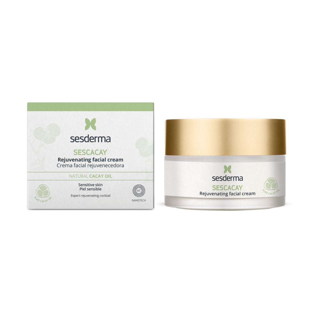 Sesderma SESCACAY Verjüngende Gesichtscreme mit Cacay-Öl & HPR 50 ml - Anti-Aging Pflege für trockene & Mischhaut, gegen Falten, Straffend, Beruhigend, mit Peptiden & EGF