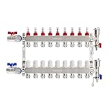 VANCOCO Collettore di Calore Radiante a 9 Circuiti con Eurocone 3/4 (16 x 2 mm), Distribut...