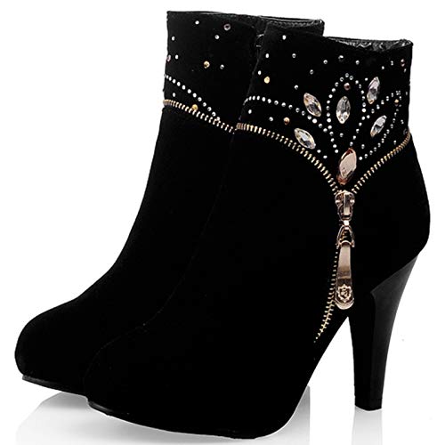 Gicoiz Women Elegant High Heels Suede Platform Ankle Boots2