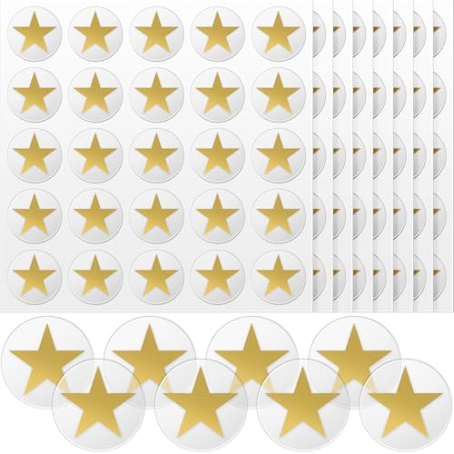 Image of Leinuosen Helmet Stickers Football Baseball Helmet Decals 1-1 /8 Inch Vinyl Sports Football Decals Self Adhesive Hockey Stickers for Hockey, Lacrosse, Batting(Clear Print Vintage Gold, Star)