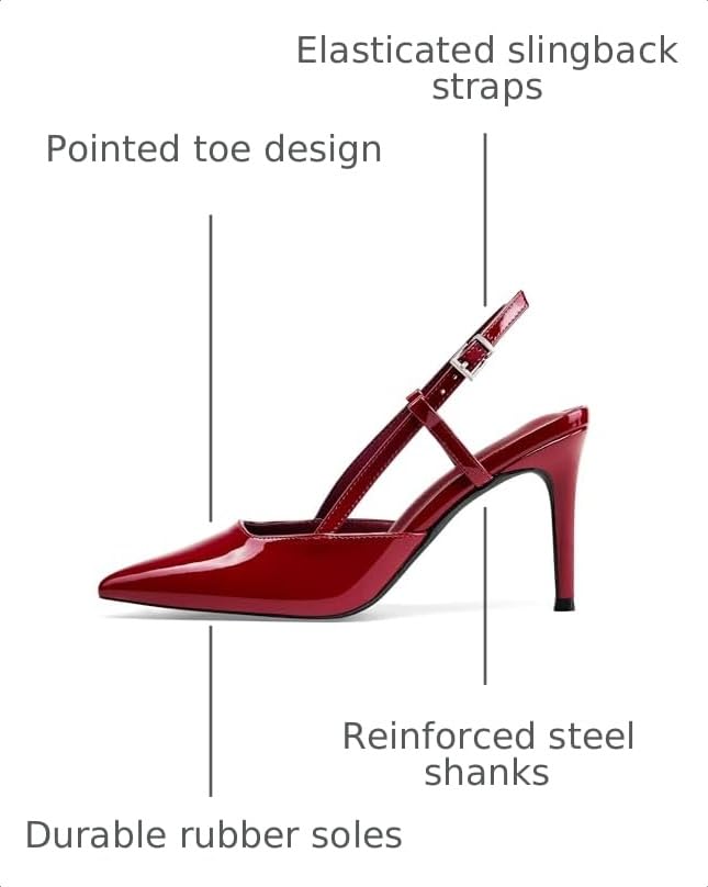Image of Elisabet Tang Women's Kitten Heel Slingback Low Pumps 3 Inches Stiletto Pointed Closed Toe Elegant Dressy Bridal Wedding Party Shoes