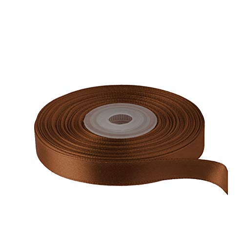 Image of Solid Color Double Faced Brown Satin Ribbon 1 /2 inch X 25 Yards, Ribbons Perfect for Crafts, Wedding Decor, Bow Making, Sewing, Gift Package Wrapping and More